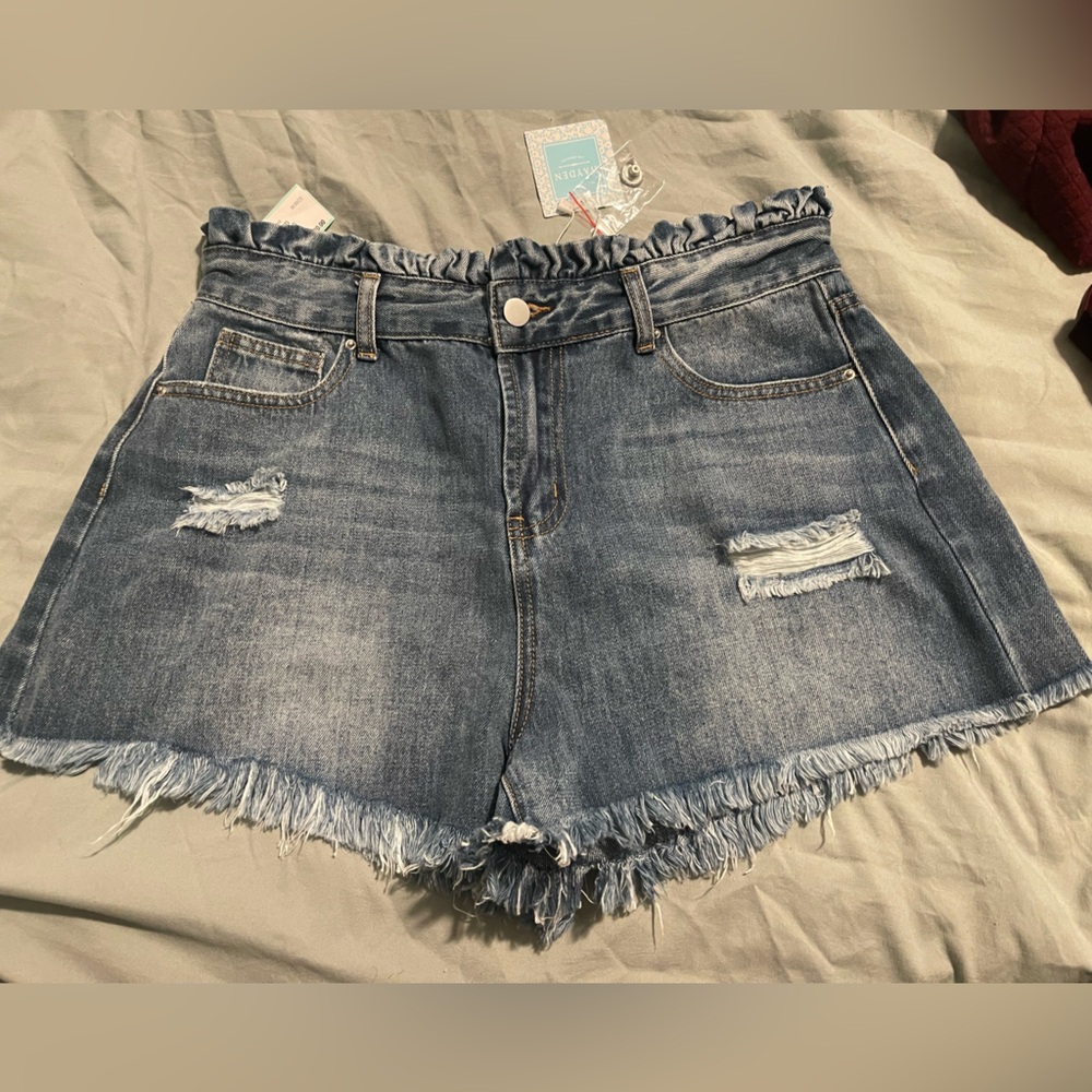 Hayden Blue Distressed Jean Shorts